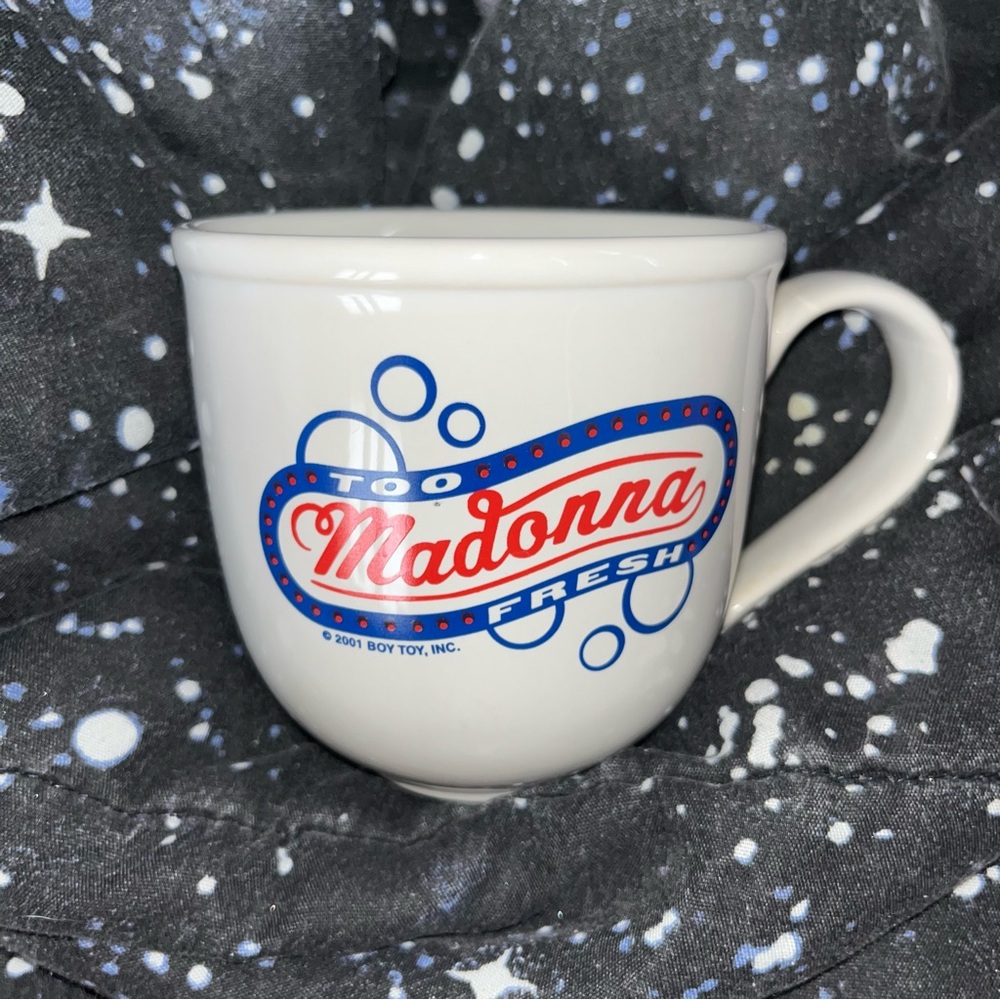 Madonna White Ceramic Mug "Too Fresh" Drowned World Tour 2001 Boy Toy Design